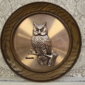 Vintage Canada Copper Owl Wall Plaque Rustic Woodland Decor